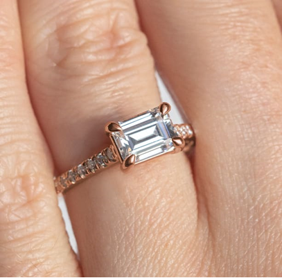 Emerald shape engagement ring